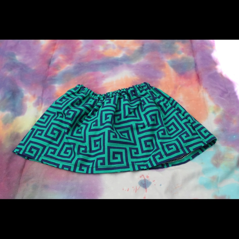 Green and blue skirt